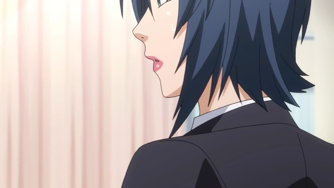 kazama rinne, kimishima souma, mizushiro hazuki, genkaku cool na sensei ga  aheboteochi!, animated, sound, tagme, video, 10s, 1boy, 2015, age  difference, arm grab, bed, black hair, blue eyes, blue hair, blurry, blush,