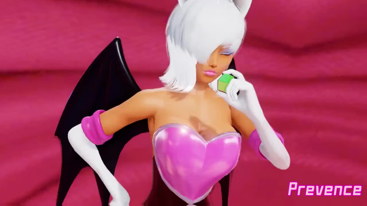 prevence, rouge the bat, honey select, illusion soft, sega, sonic (series),  animated, audible music, sound, video, 1girl, 20s, 3d, animal ears, artist  name, ass, bare shoulders, bat ears, bat wings, black unitard,