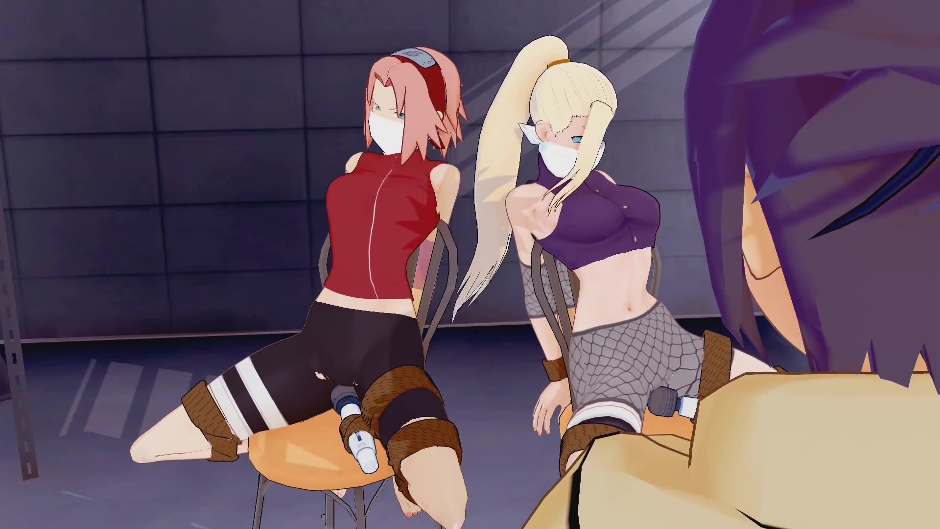 shepirotcloud, haruno sakura, mitarashi anko, yamanaka ino, naruto  (series), naruto shippuuden, animated, highres, koikatsu (medium), sound,  tagme, video, 3girls, bdsm, black hair, blonde hair, blue eyes, bondage,  bound, bound ankles, bound wrists,