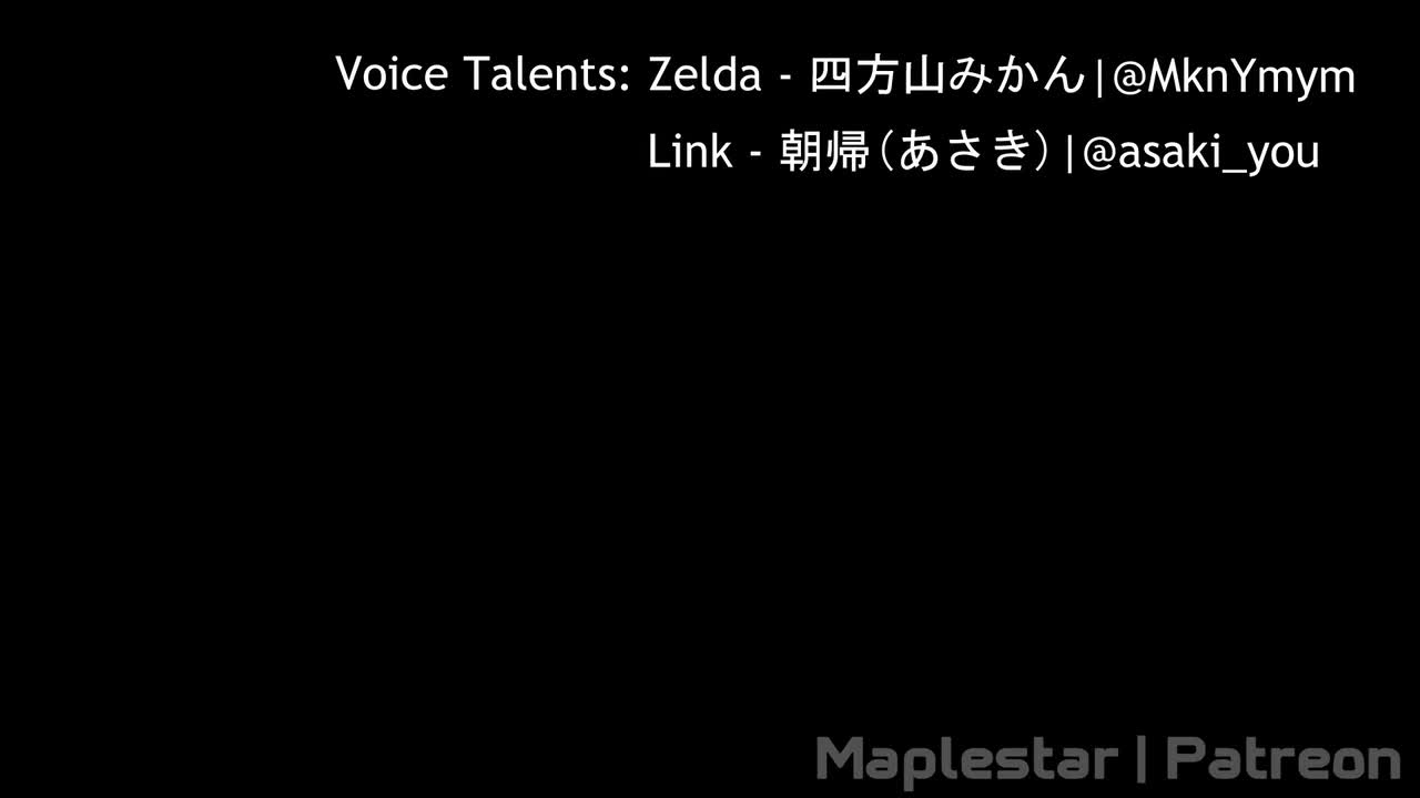 maplestar, ganondorf, link, princess zelda, nintendo, the legend of zelda,  the legend of zelda: tears of the kingdom, animated, audible speech,  japanese audio, sound, video, 1girl, 2boys, blonde hair, blue eyes, breasts,